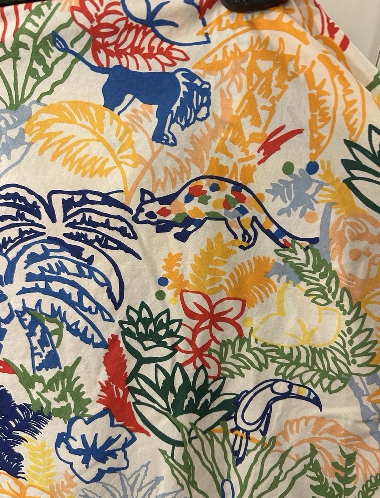 Brooklinen Crib Fitted Sheet Multi JUNGLE Pattern Cotton EUC!