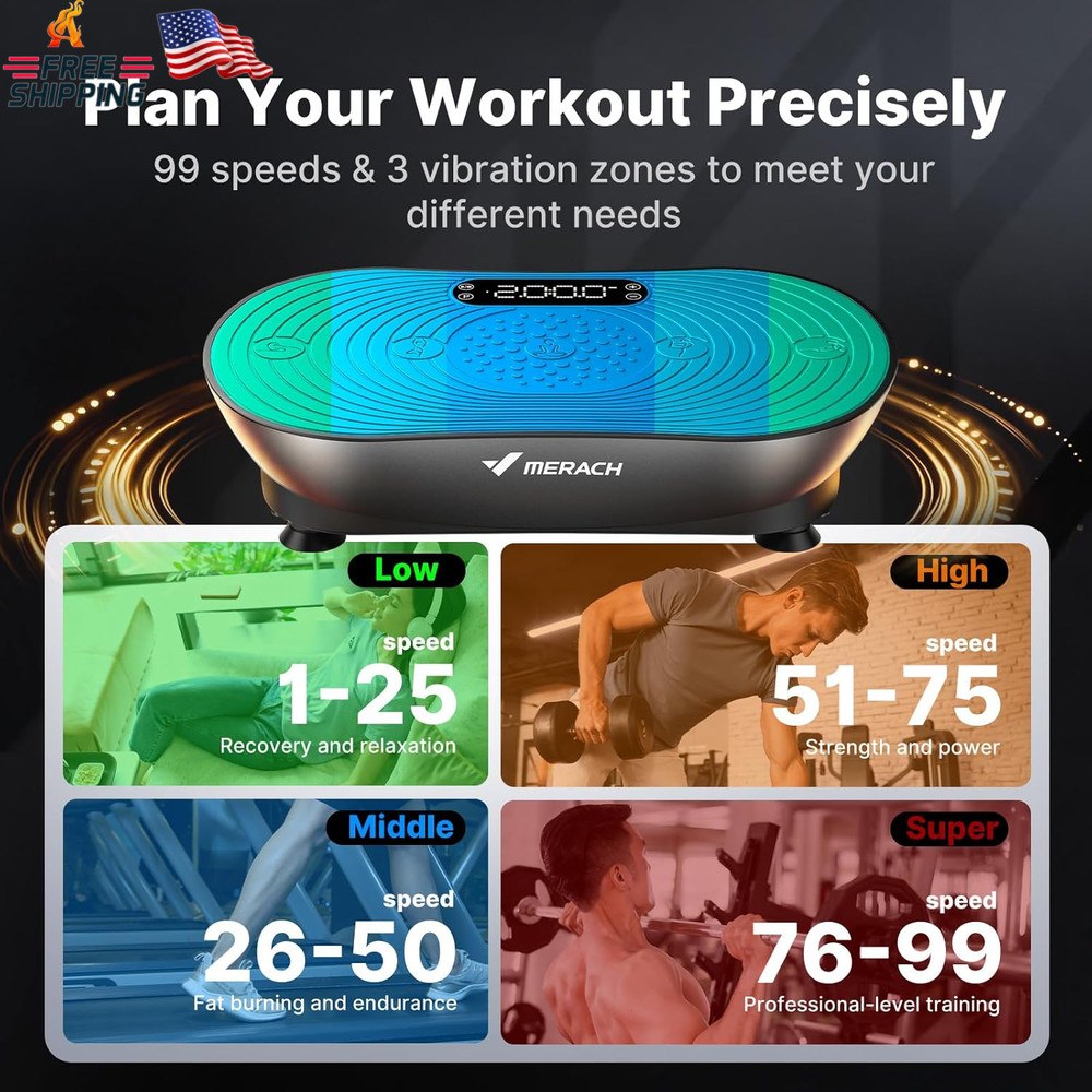 MERACH Vibration Plate Exercise Machine, Vibrating Platform for Lymphatic Draina