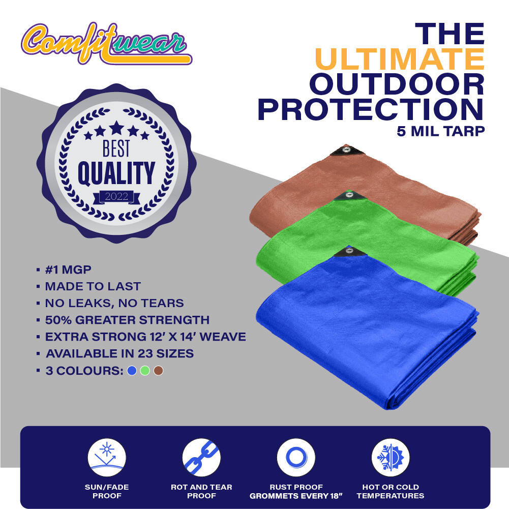 COMFITWEAR Super Heavy Duty Tarp Cover Reinforced Grommet Multi-Use Pool Cover