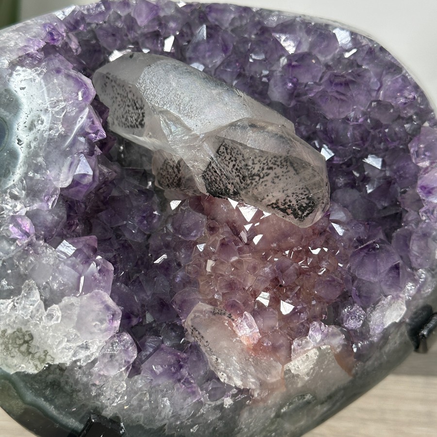 Amethyst Geode With Calcite Crystal Specimen. MWS2731