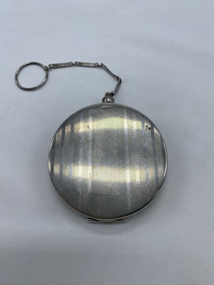 925 Sterling Silver Vintage Makeup Compact Key Chain