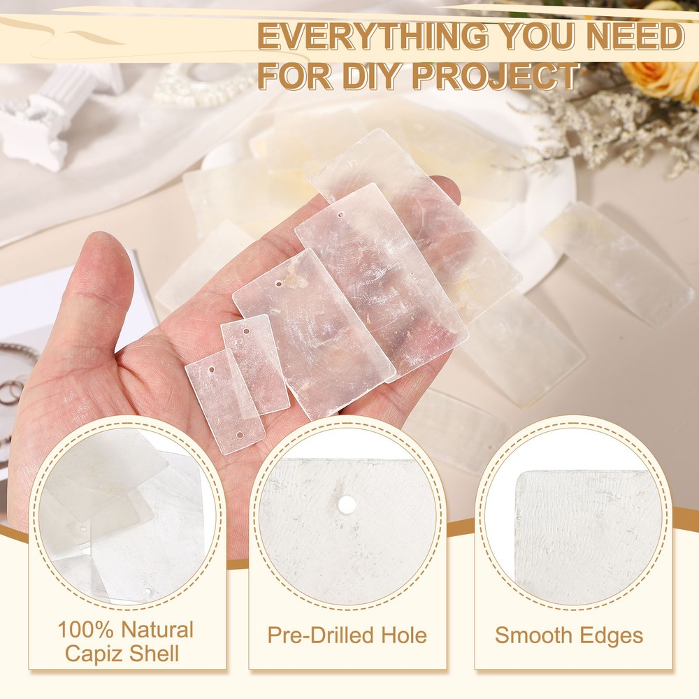 50 Pcs Capiz Shells 1.6" x 2.4", Single Hole