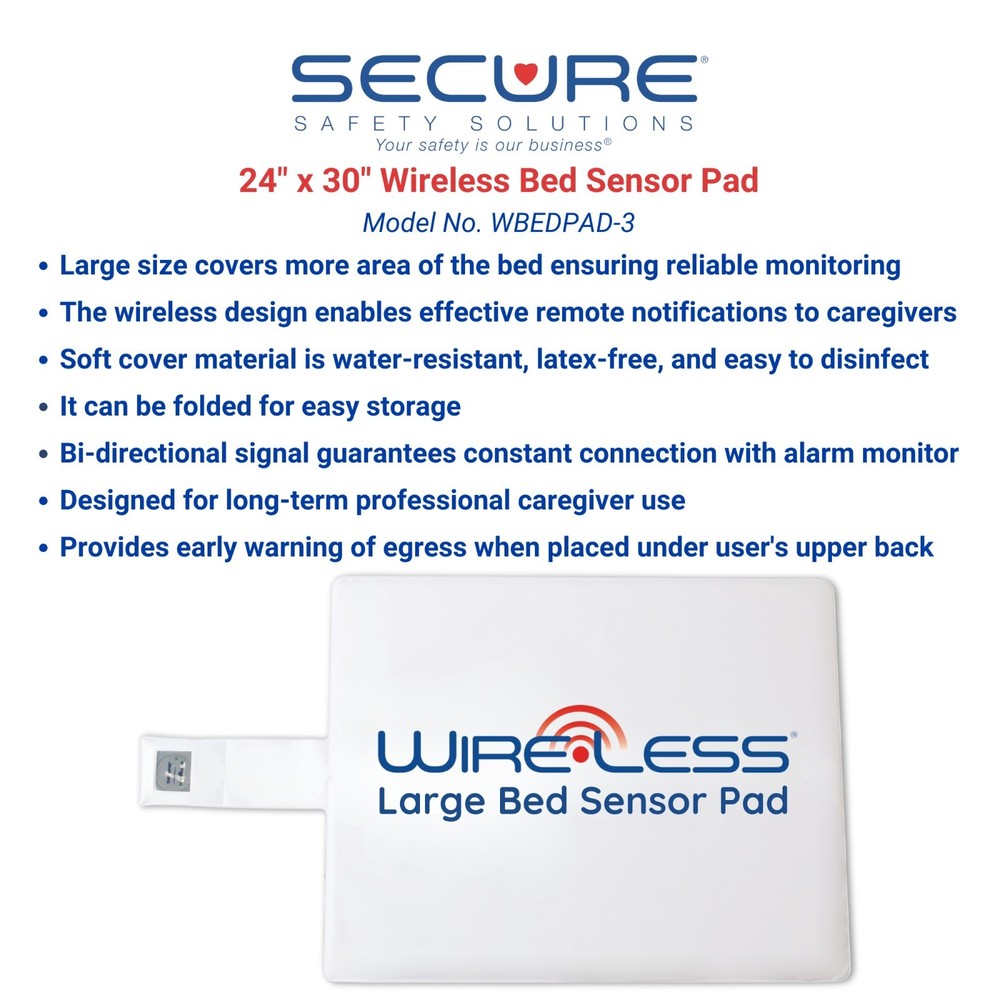 Secure Wireless Bed Exit Alarm Set Elderly Patient Fall & Wandering Prevention