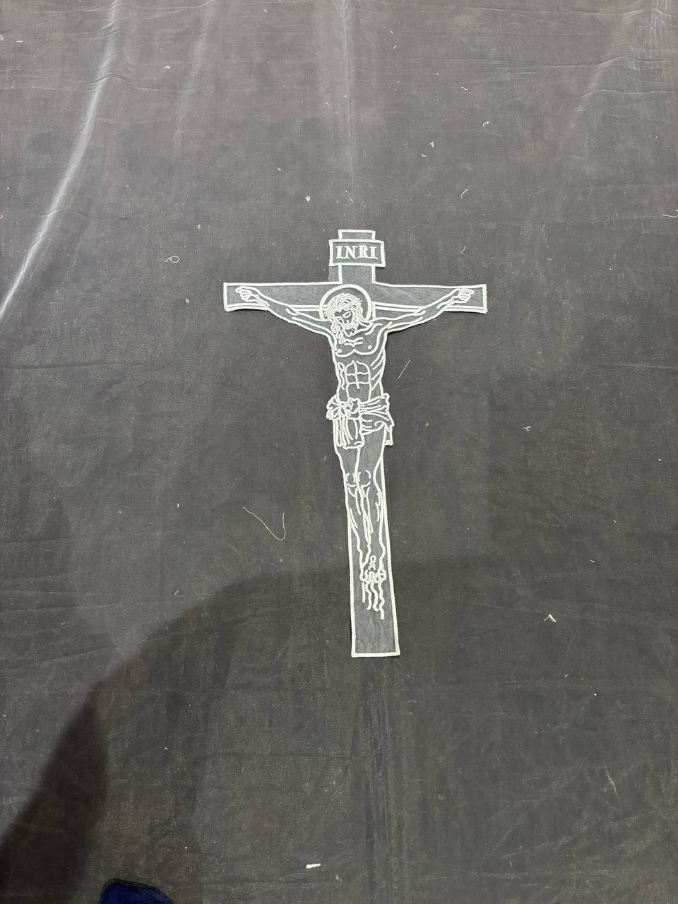 Wedding veil with Lace applique edge Jesus Cross