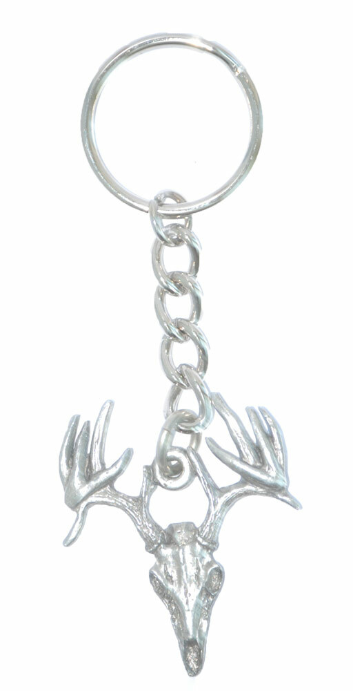 Buck Skull Keychain Pewter