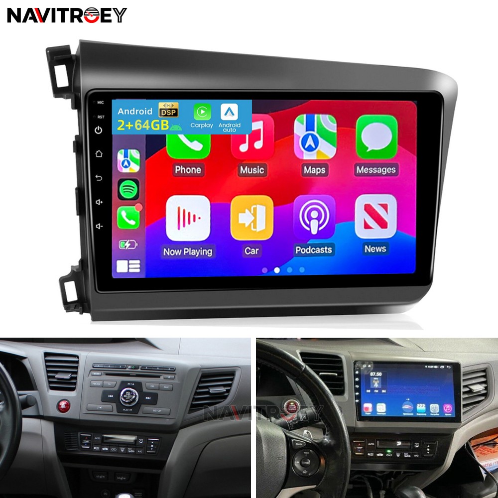 Apple Carplay For 2012-2015 Honda Civic Car Stereo Radio Android 15 GPS Navi SWC