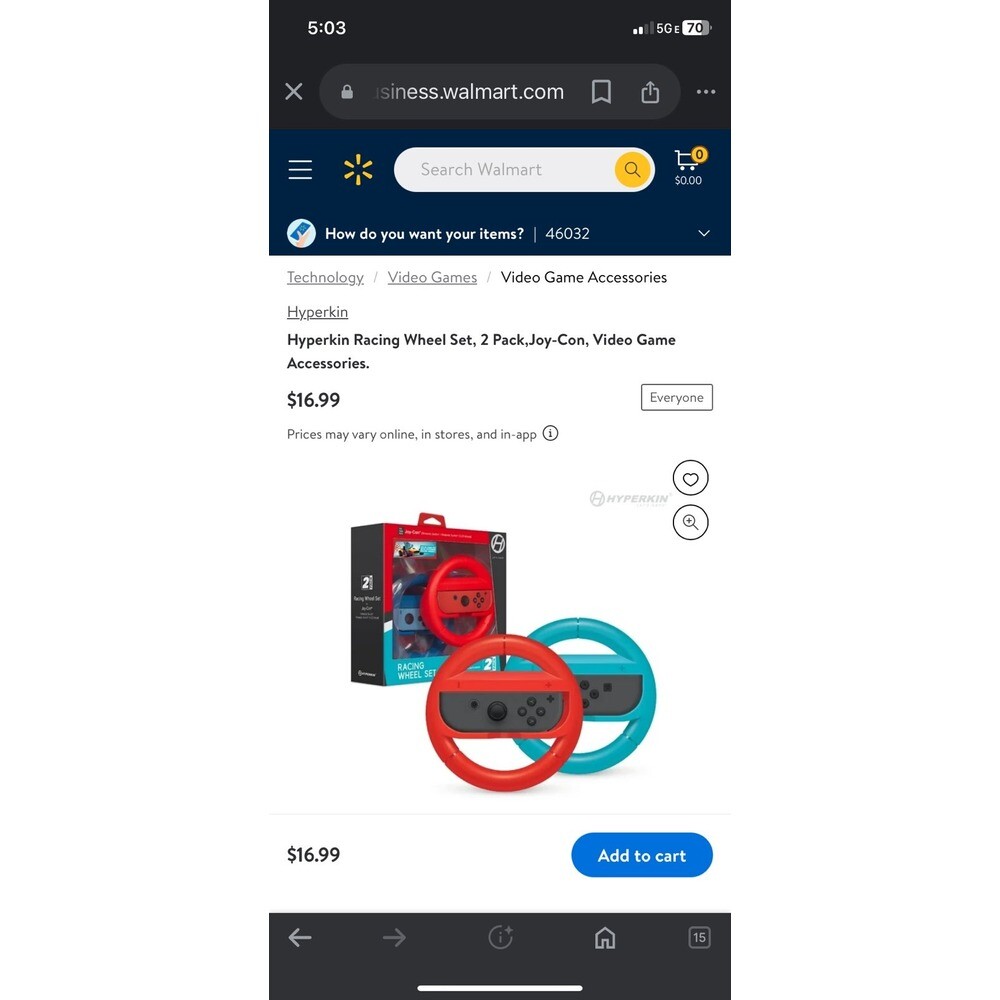 Nintendo Switch Hyperkin Racing Wheel Set, 2 Pack,Joy-Con