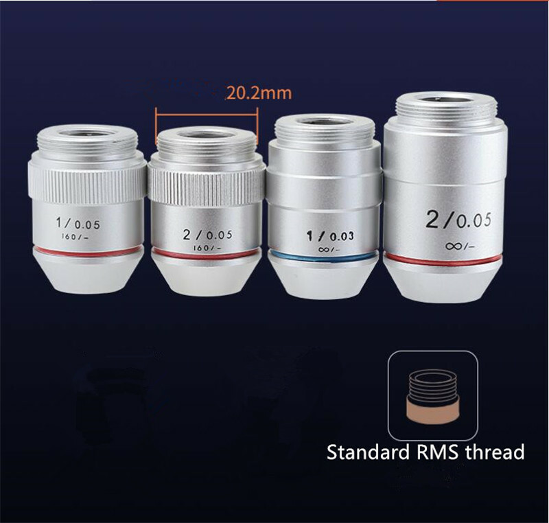 1PC 195 1X 2X RMS Achromatic Infinity Objective Lens for Biological Microscope