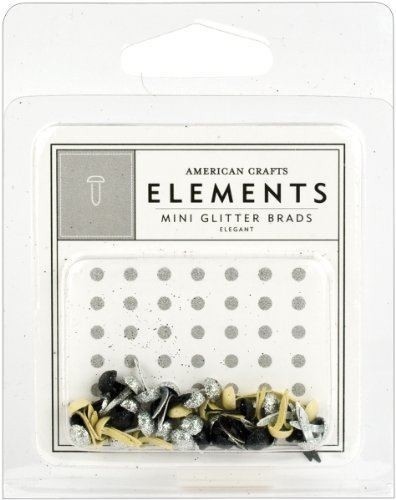 American Crafts Elements Mini Glitter Brads, Elegant