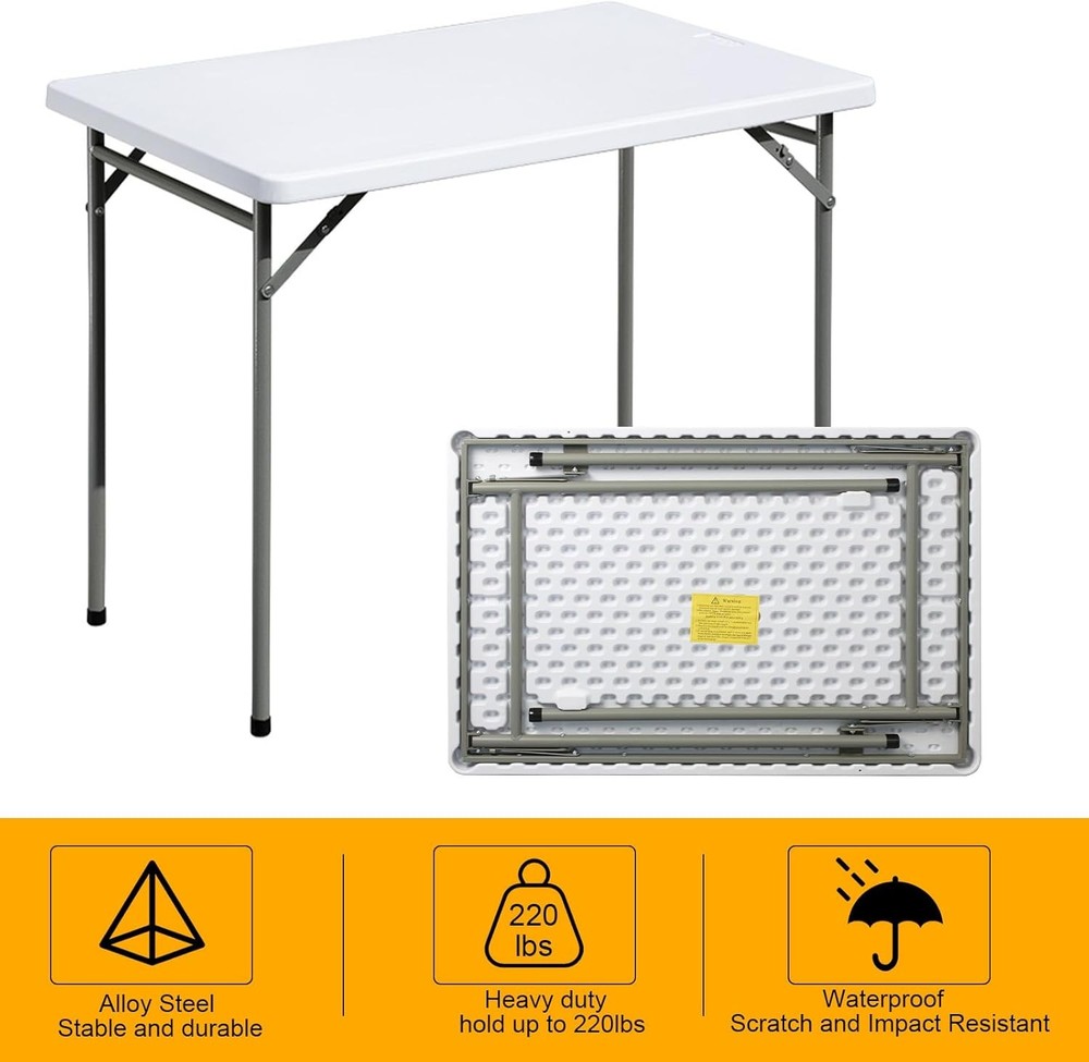 Folding Table 3ft Rectangular All-Occasion Plastic Folding Event Table Indoor &