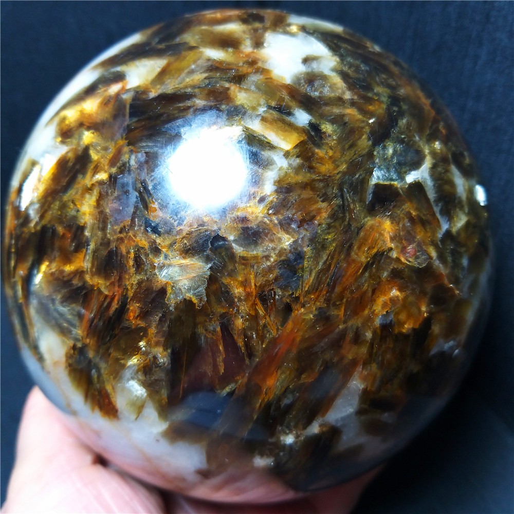 RARE 3200G Natural Brown Tourmaline Unicorn Gem Mica Symbiotic Stone Ball AC1013