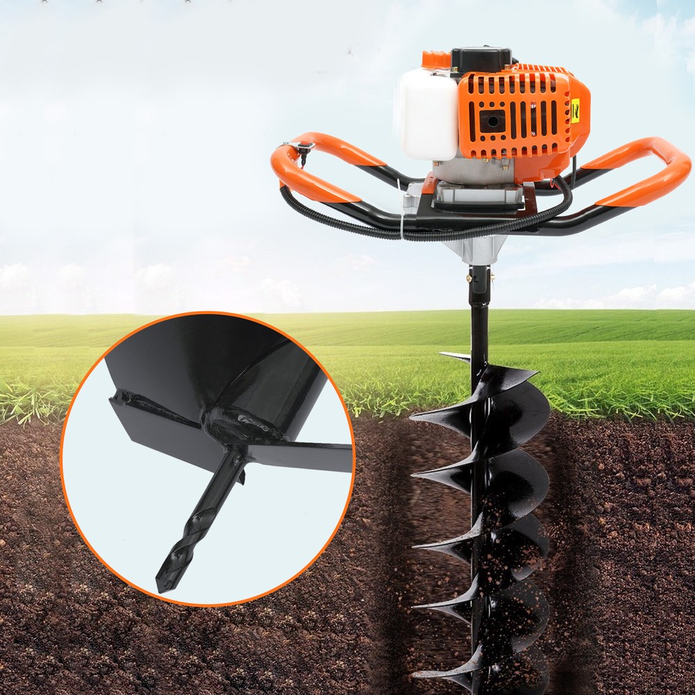 52CC 2.4HP Post Hole Digger Earth Auger 2 Stroke Digging Machine w/3 Drill Bits
