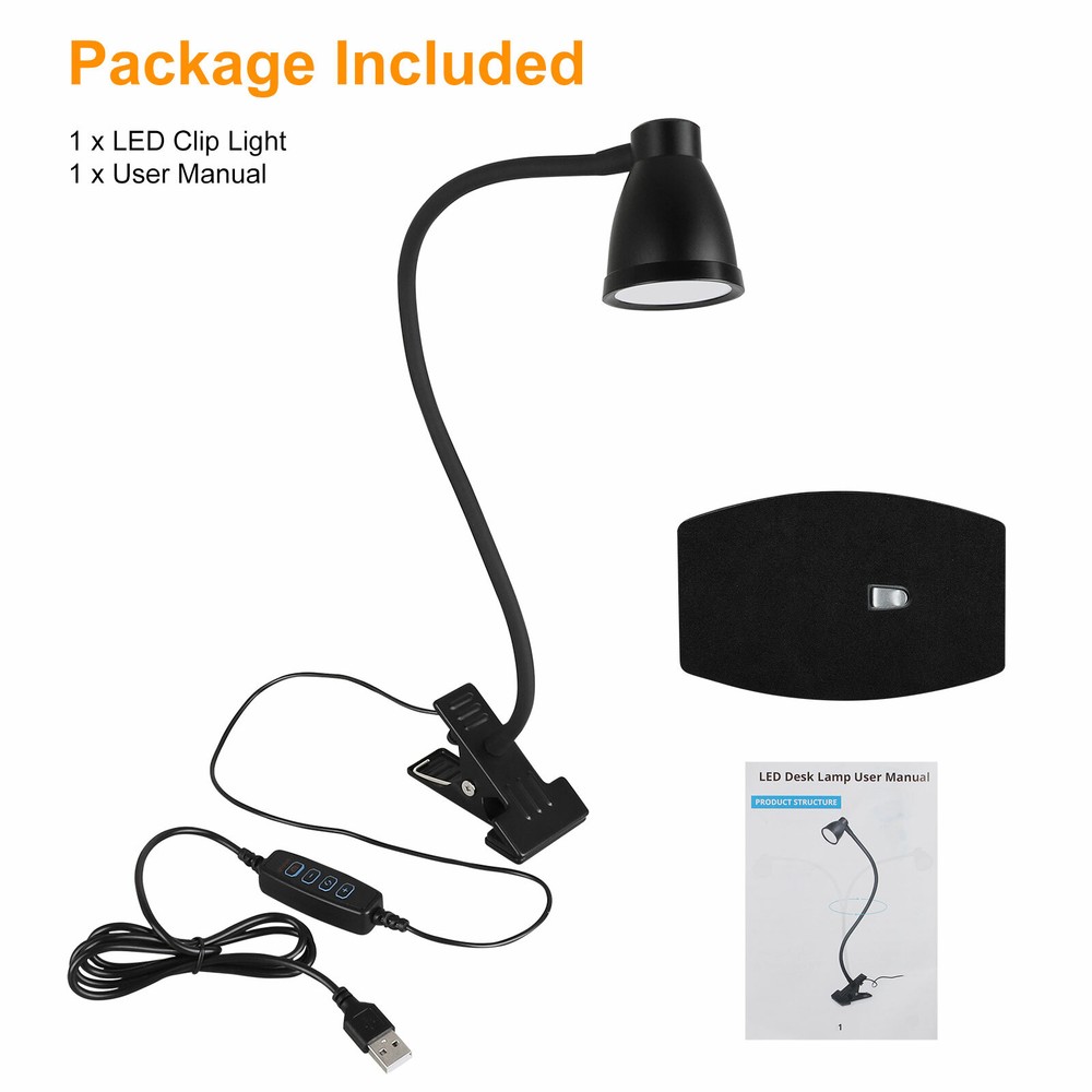USB Reading Light Flexible LED Lamp Laptop Computer Clip On Bed Desk Table