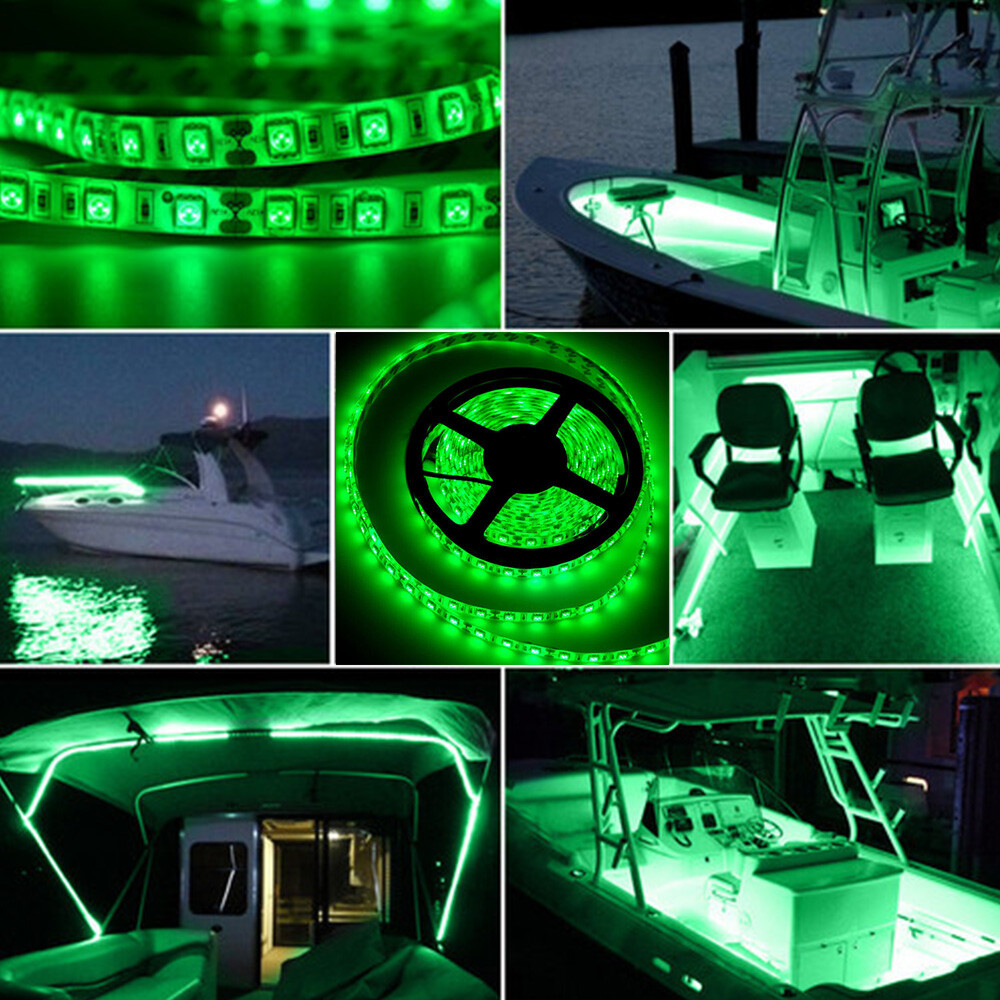 Green LED Boat Light Deck Waterproof Bow Trailer Pontoon Lights Strip Marine 5M