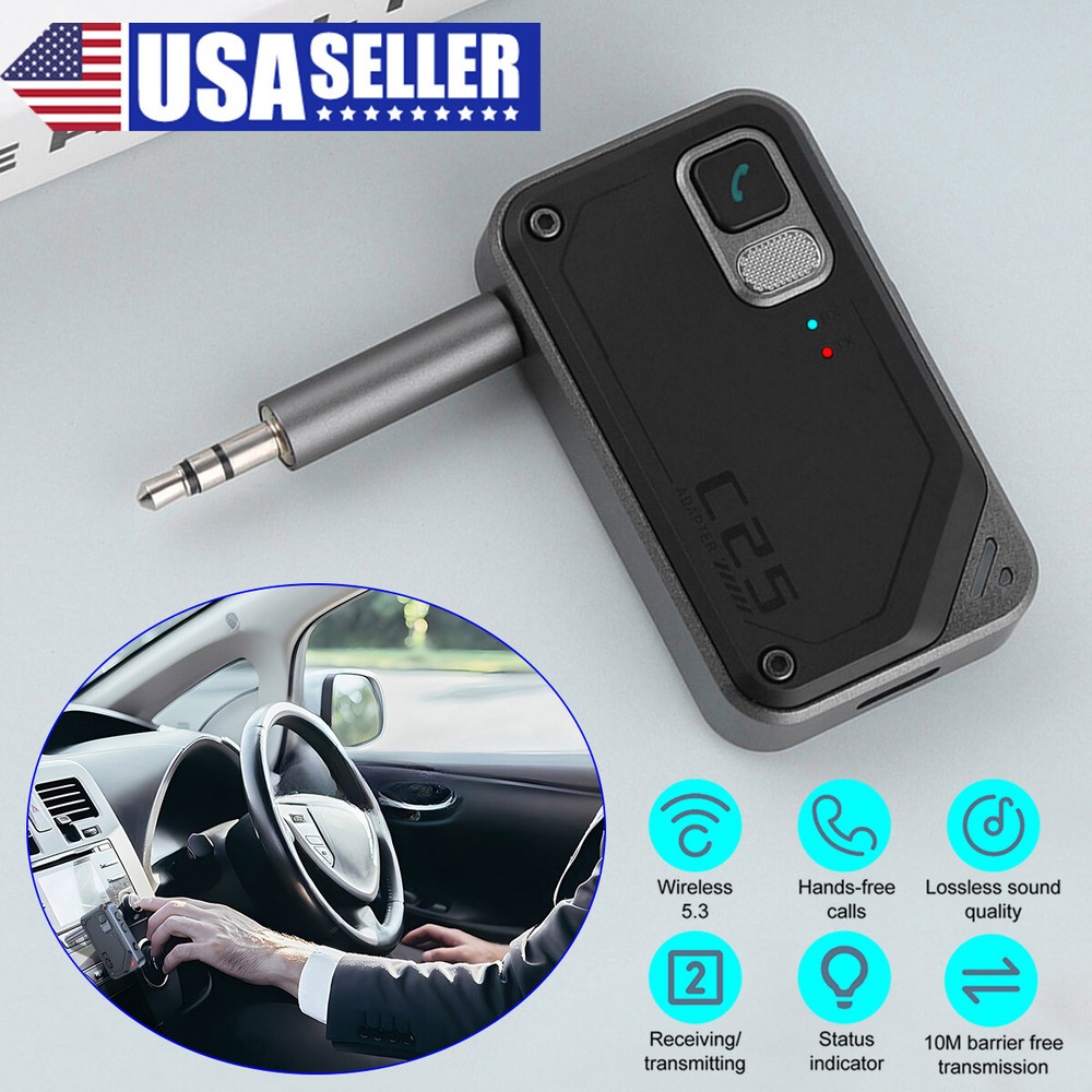 Wireless Bluetooth 5.3 Transmitter Receiver Adapter Audio 3.5mm Jack Aux 2 in 1