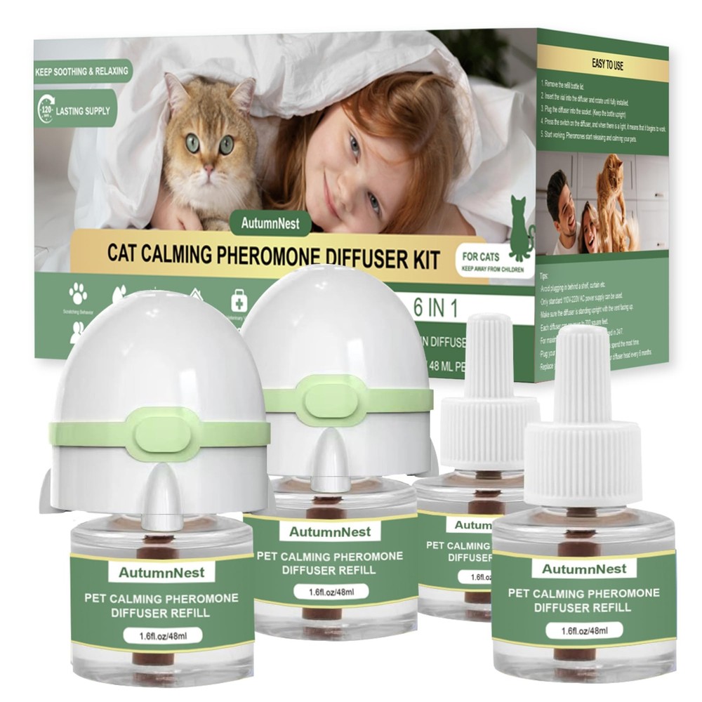 6-in-1 Cat Calming Pheromone Diffuser Kit, Cat Calming Diffuser for Anxiety R...