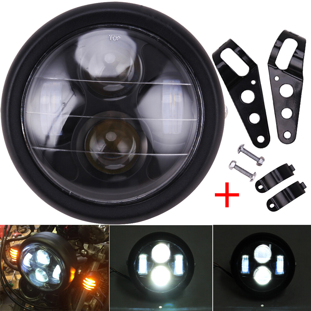 Universal Motorcycle 6.5" LED Hi/Lo Headlight With Bracket For Cafe Racer Bobber