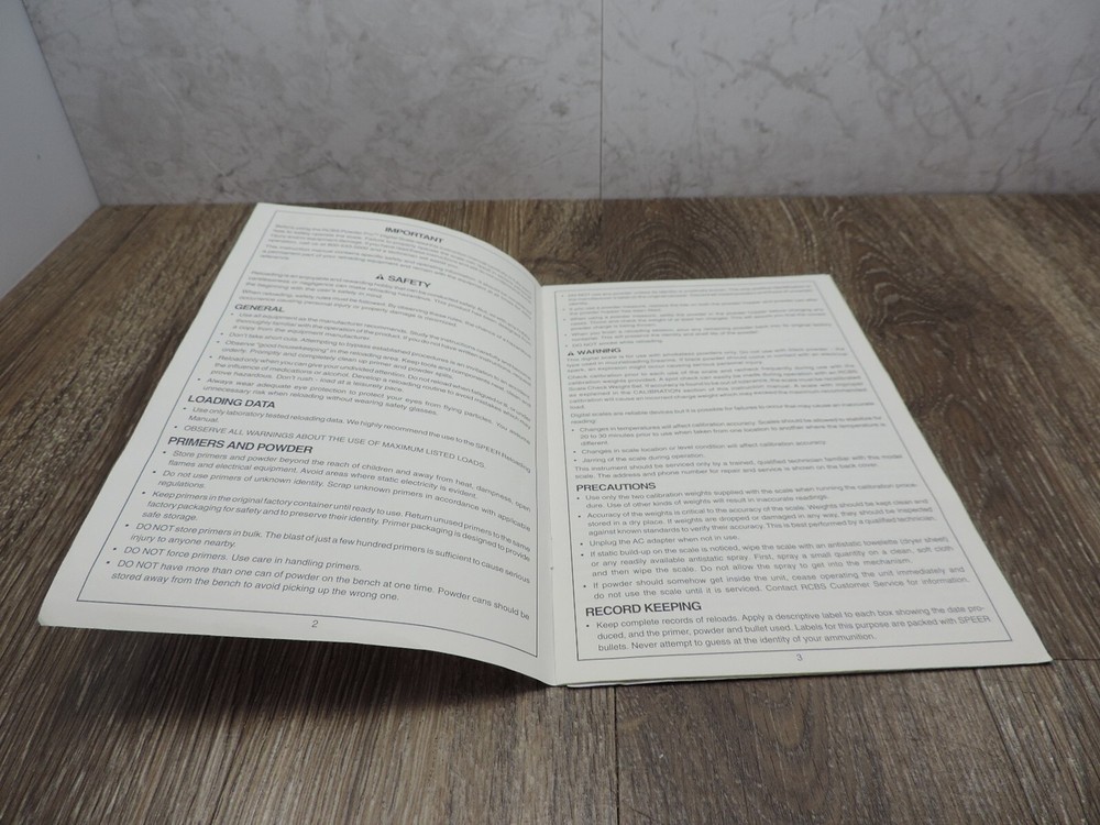 RCBS Powder Pro Digital Scale Safety and Operating Instructions