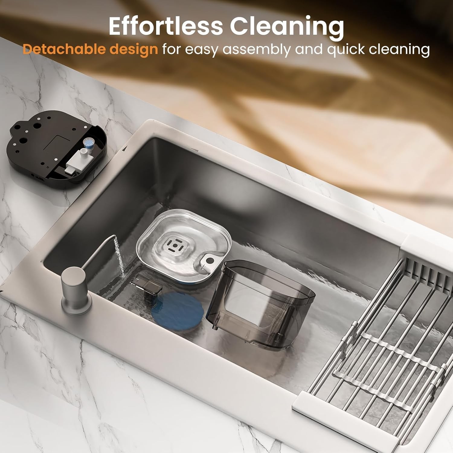 Wireless Cat Water Fountain with External Pump, 5000mAh Battery, Rechargeable