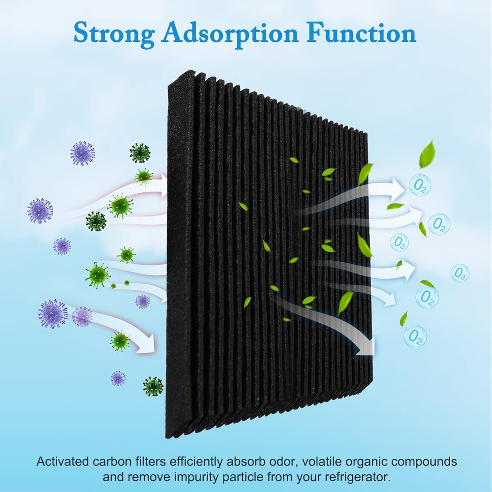 Refrigerator Air Filter Replacement 4 Pack, Carbon Activated Air Filter Compatib