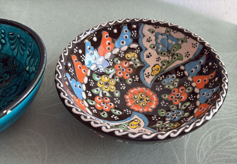 Vintage Glazed Ceramic Bowl Pair