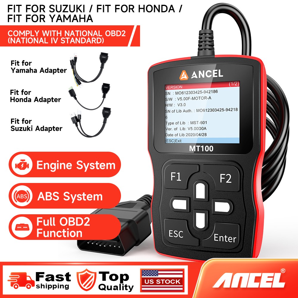 ANCEL MT100 Motorcycle OBD2 Scanner Diagnostic Tool Code Reader FIT FOR HONDA