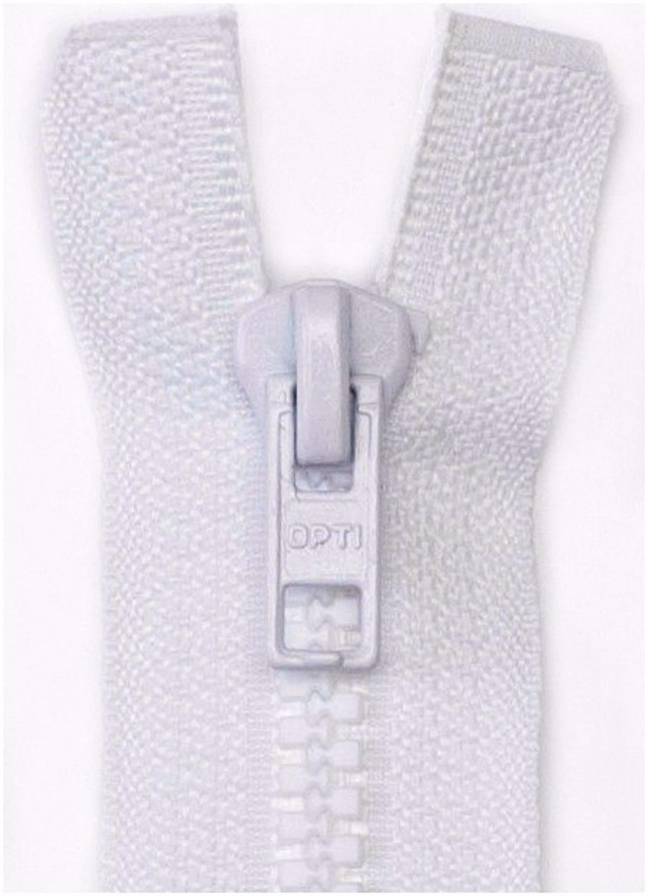 COATS OPTILON ZIP, 32"/81CMS, WHITE CHUNKY TEETH PLASTIC, OPEN END, NUMB 5