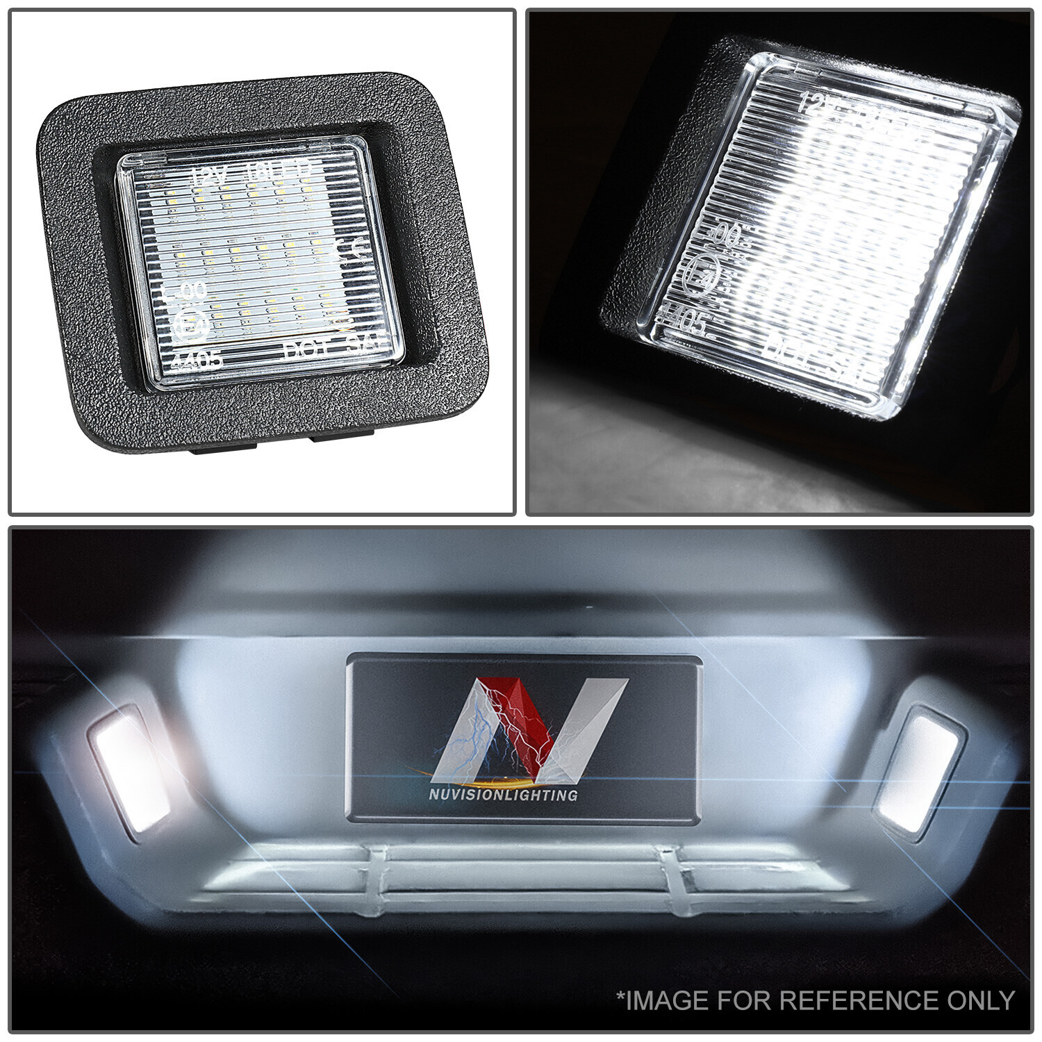 Nuvision For 15-20 Ford F150 18 SMD White LED License Plate Light Assembly Pair