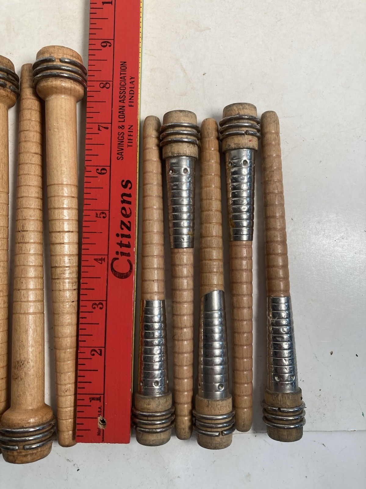 Wood Spools, bobbin, Quills 7" SILVER SLEEVE and 8.75", Primitive lot of 10