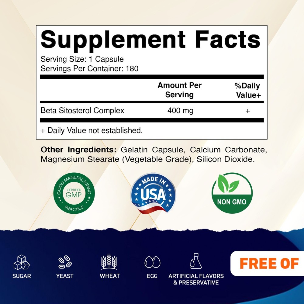 Vitamatic Beta Sitosterol Complex 400 mg 180 Capsules - 2 Pack