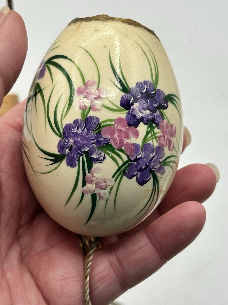 Eggshell Planter Self Watering On Decorative Stand Hand Painted Iris Design OOAK