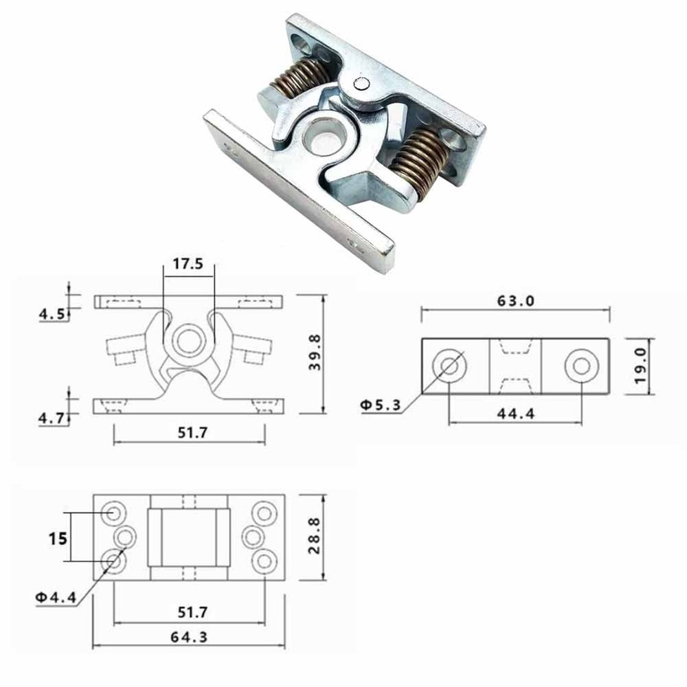 Spring Loaded Door Easy Lock Stop Catch Release Clamp Double Roller Catch, 1P...