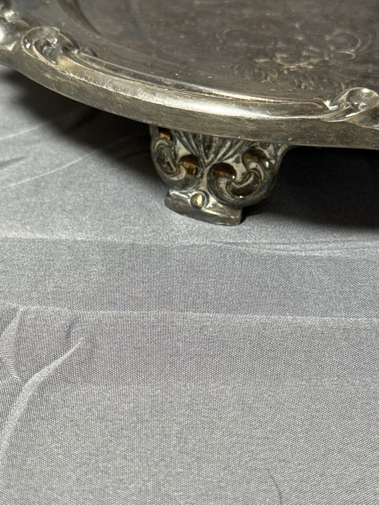 Antique EPNS Silverplate Footed Tray 28.75” Venetian Scroll Pattern