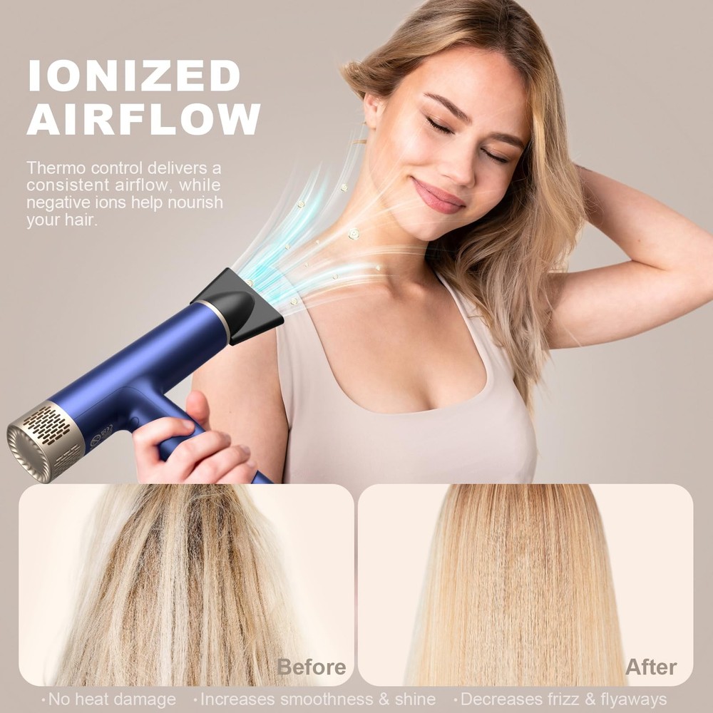 Professional Hair Dryer with Diffuser Fast Drying 200 Million Ionic Blow Drye...