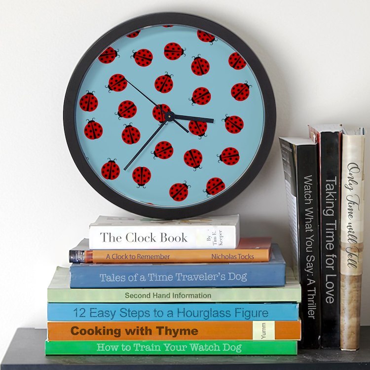 CafePress Cute Ladybug Pattern 10" Wall Clock (219748713)