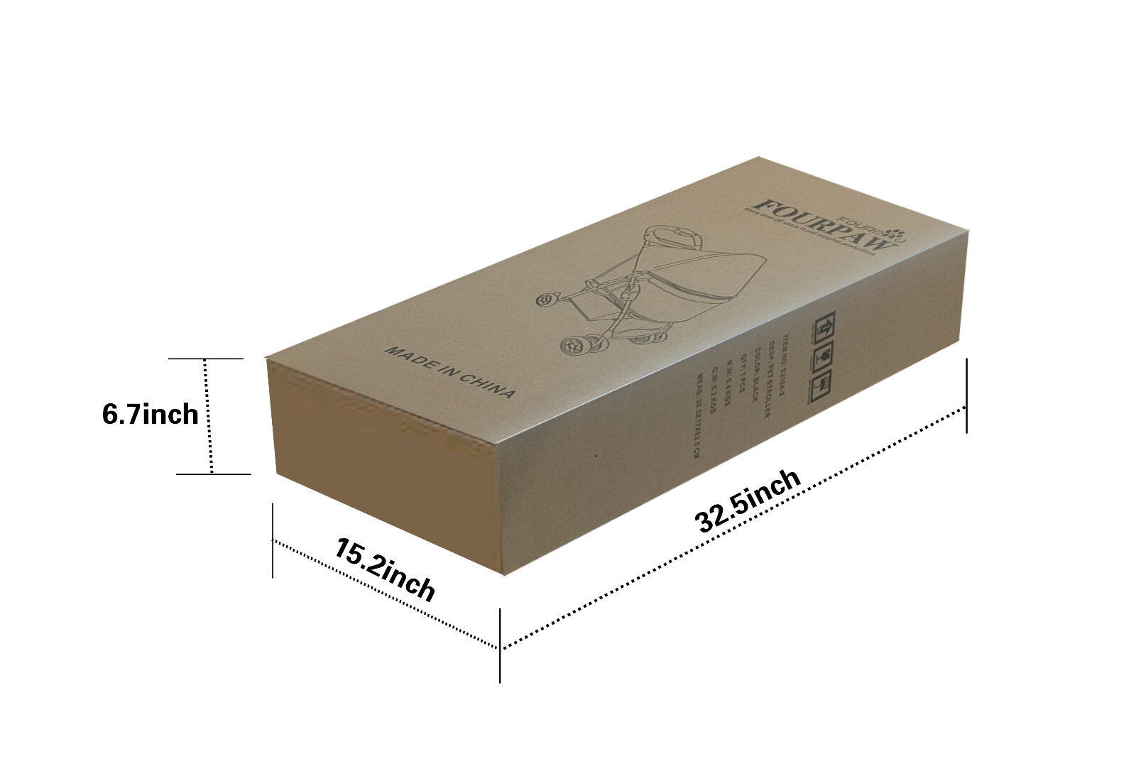 Full-Window Pet Stroller 4 Wheels for Cats & Dogs, with Storage Basket.