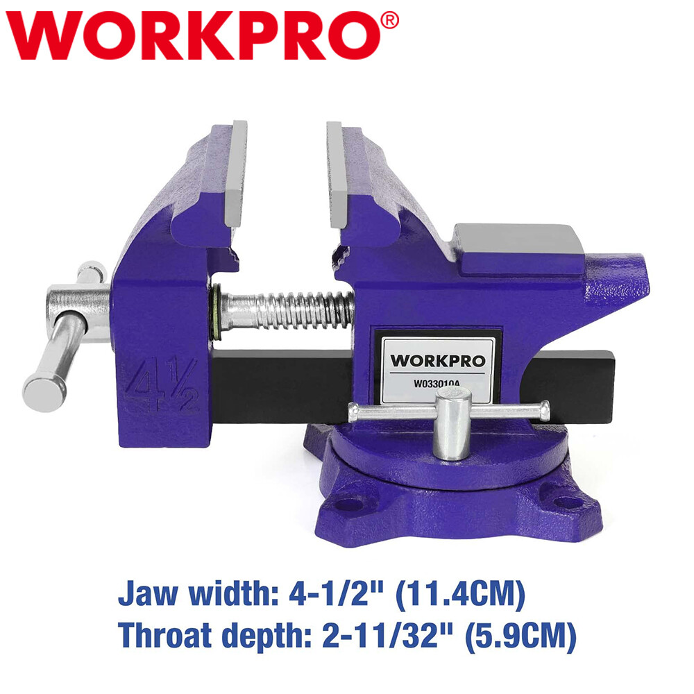 WORKPRO 4-1/2" Bench Vise - Versatile Vice for Workbench, Pipe and Home Projects
