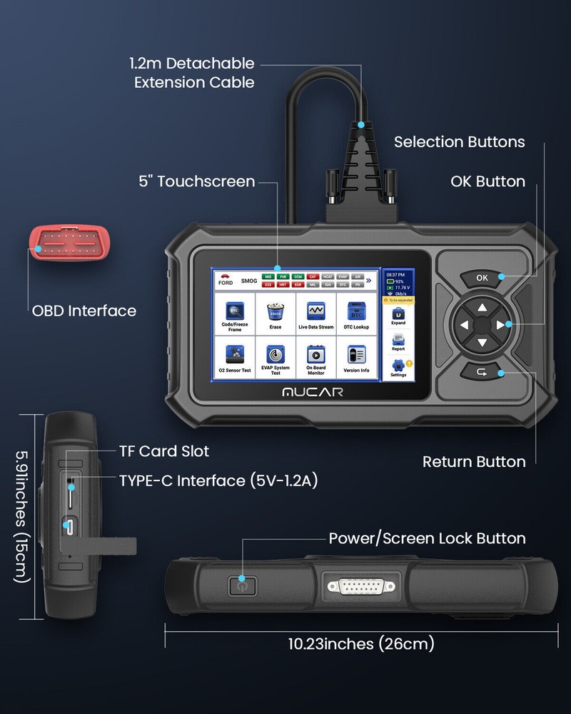 MUCAR CDE900 PRO OBD2 Scanner Diagnostic Tool All System OBDII Car Code Reader