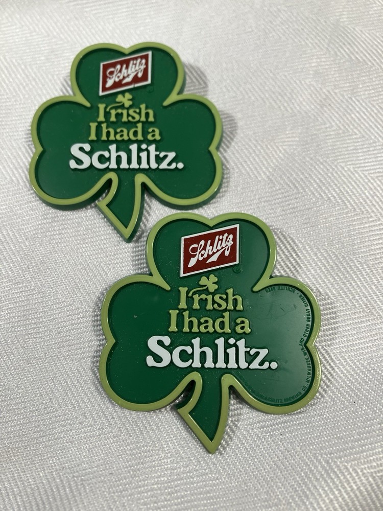 Vintage Schlitz Irish Plastic Shamrock Pins
