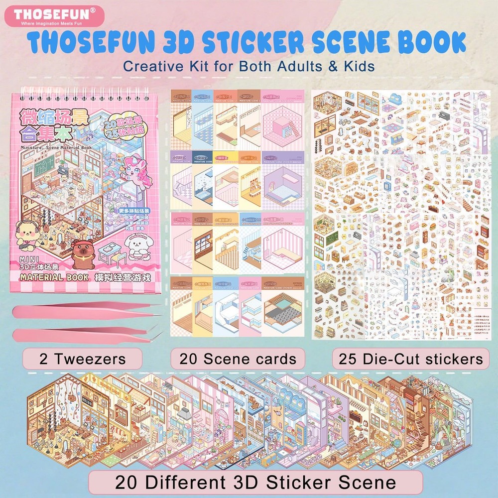 20 Sets DIY 3D Sticker Scene, Therapy Scenes A1-book-20sets