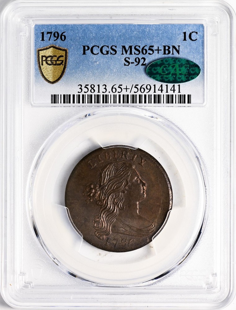 1796 DRAPED BUST 1C PCGS MS 65+ BN