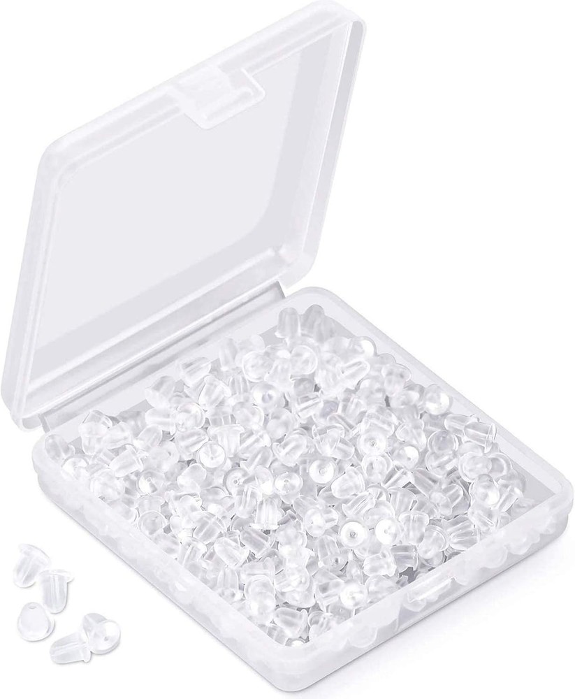 Earring Back Replacement Pack - 1200 Clear Silicone Backs for Fish Hook Earrings
