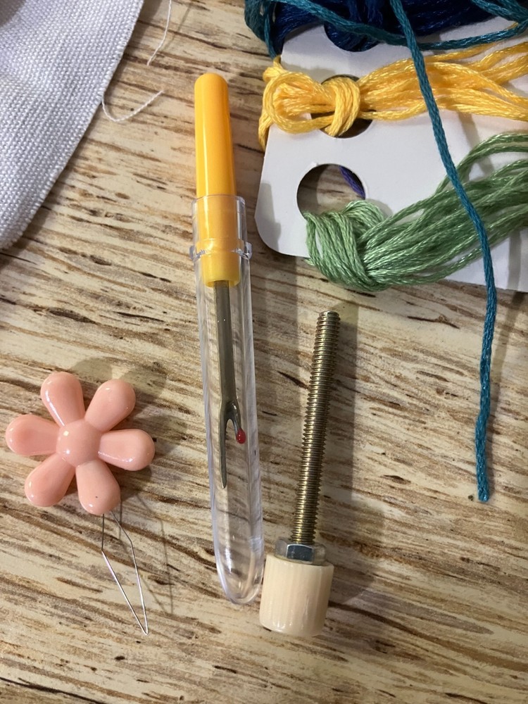3 Handwork embroidery kits Butterfly, Dance, Fly, Float, hoops, thread, tools