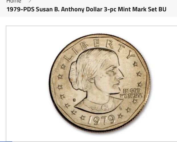 1979 Susan B Anthony Dollar First Year Set, P D & S, Uncirculated
