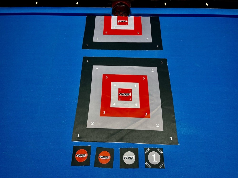 Billiards Cue Positioning Targets w/ Run Out Pattern Mats
