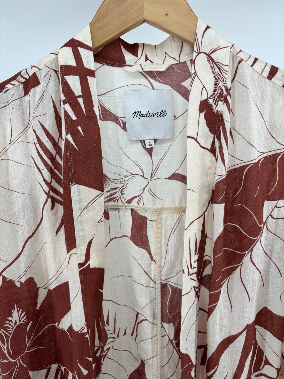 Madewell Robe in Tropical Vacation Women’s Size S Kimono Beach Coverup Garden