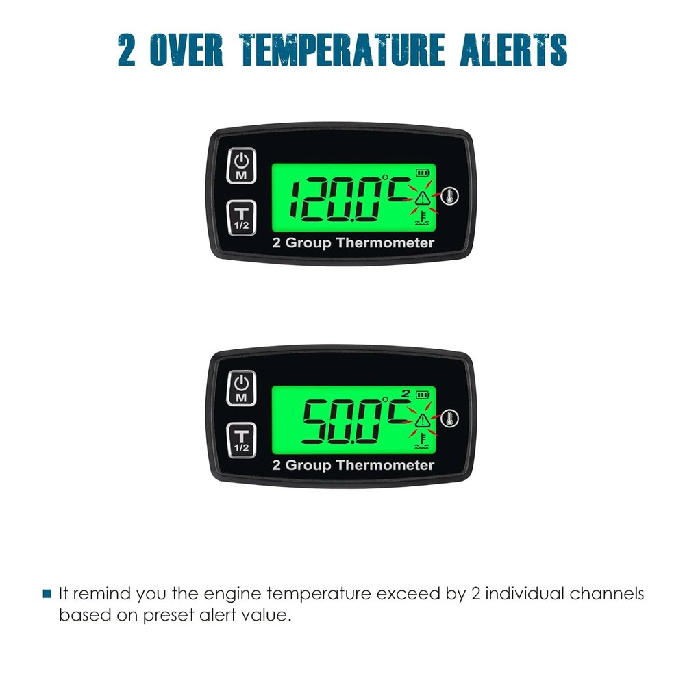Digital Engine Temp meter Thermometer Backlight for Tractor ATV UTV Snowmobile