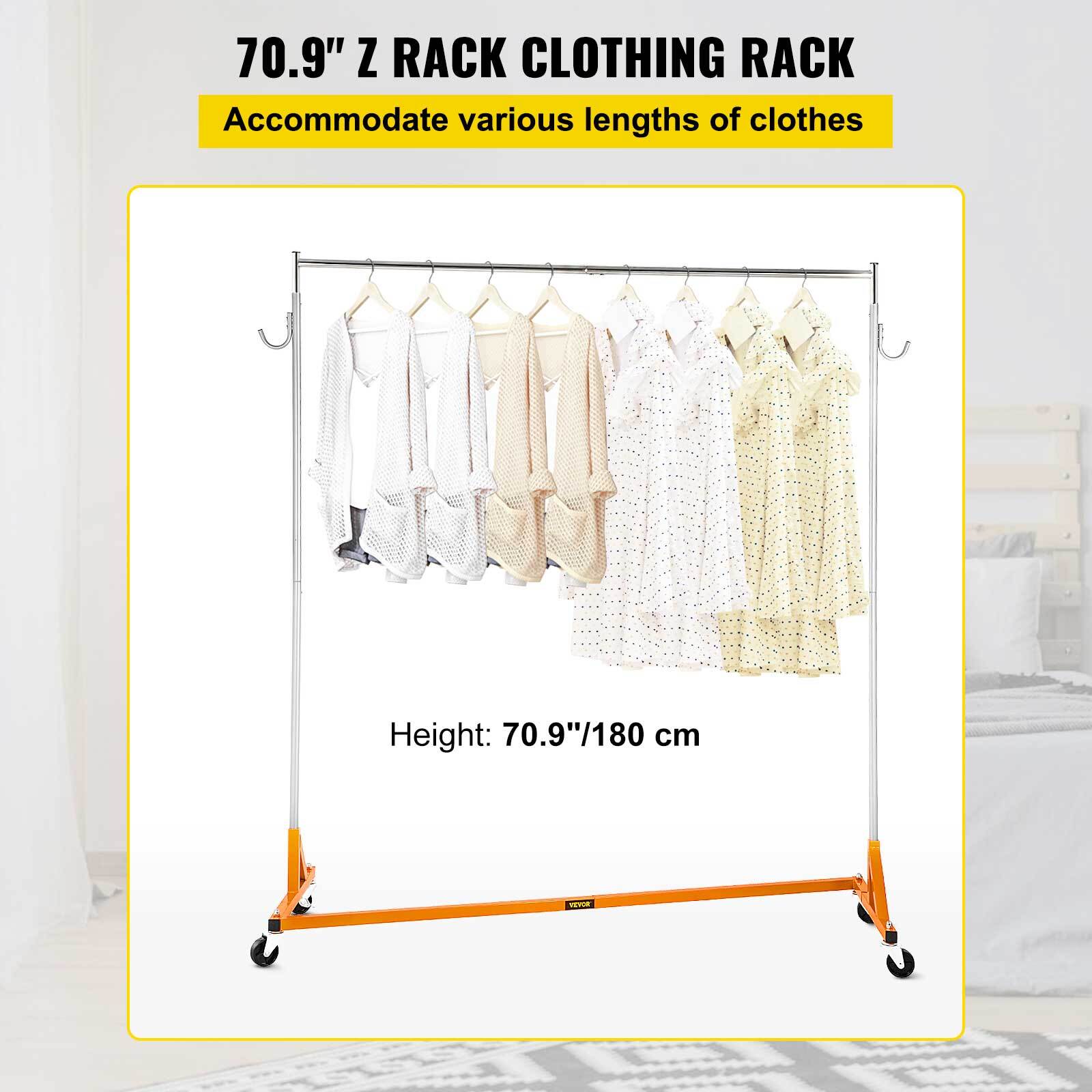 VEVOR 71in Garment Rack Z-Truck 300lbs Heavy-Duty Collapsible Clothing Stand