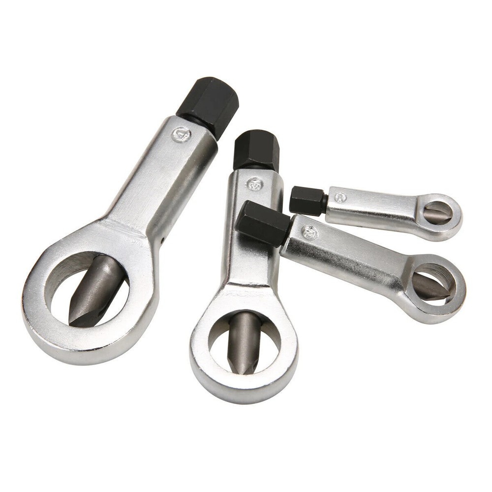 4PCS Nut Splitter Cracker Remover Extractor Wrenches Hex Spanner Tool Set 9-27mm