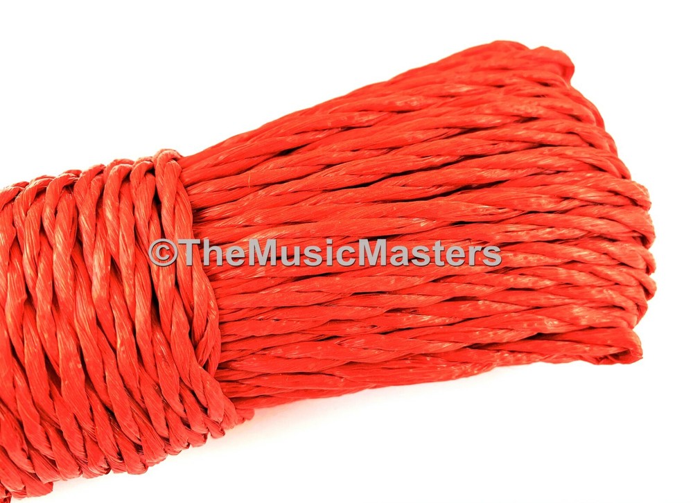 (2) Red 50ft Twisted Poly UTILITY ROPES Line Cargo Tie Downs Cord Twine String